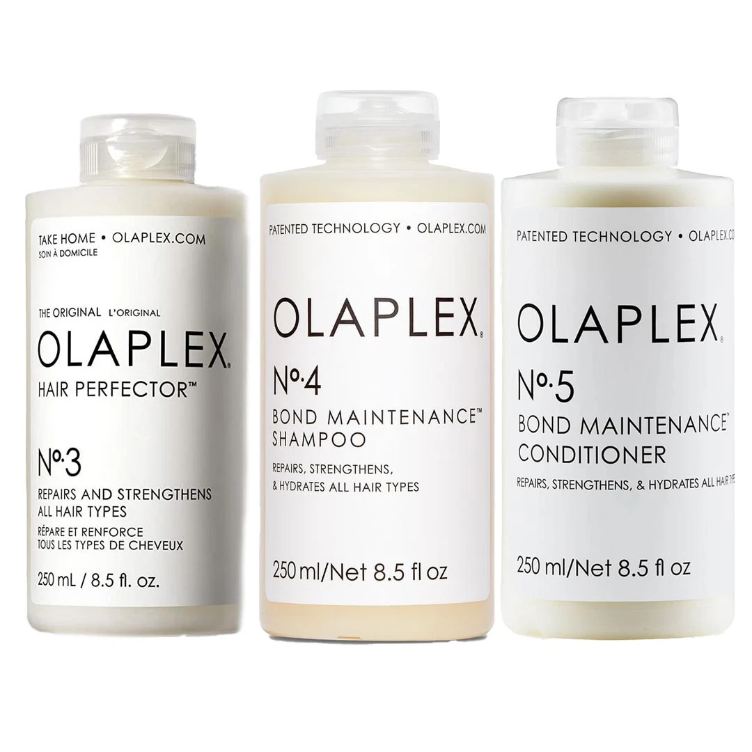 Olaplex No.3 Hair Perfector, No.4 Bond Maintenance Shampoo & No.5 Conditioner Trio 250ml 3 Olaplex No.3 Hair Perfector, No.4 Bond Maintenance Shampoo & No.5 Conditioner Trio 250ml