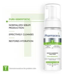 Pharmaceris T - Puri-Sebostatic Cleansing Foam -Cosmetics Store pharmaceris t puri sebostatic cleansing foam 150ml 3 1679666067